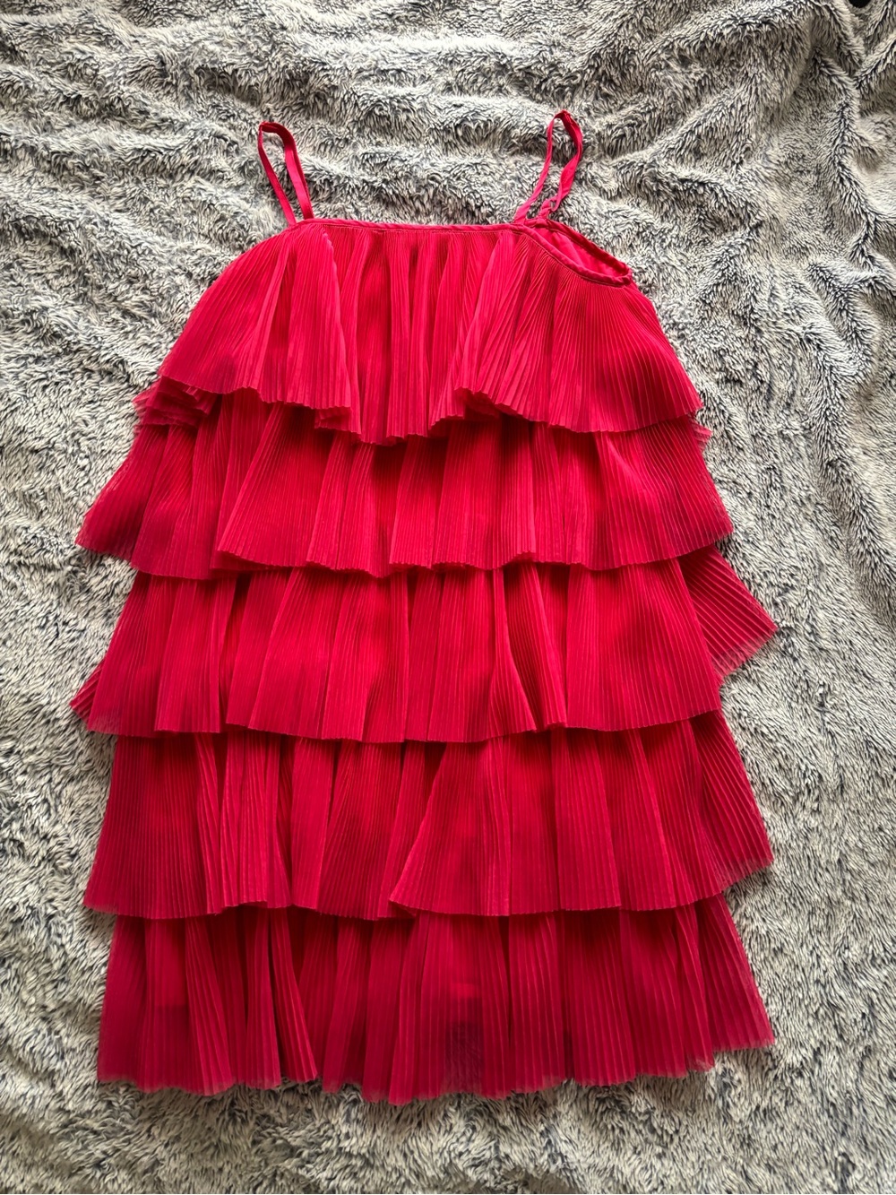 Listicle Hot Pink Tiered Ruffle Spaghetti Strap Dress